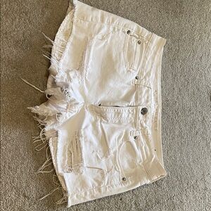 American Eagle Outfitters White Frayed Jean Shorts